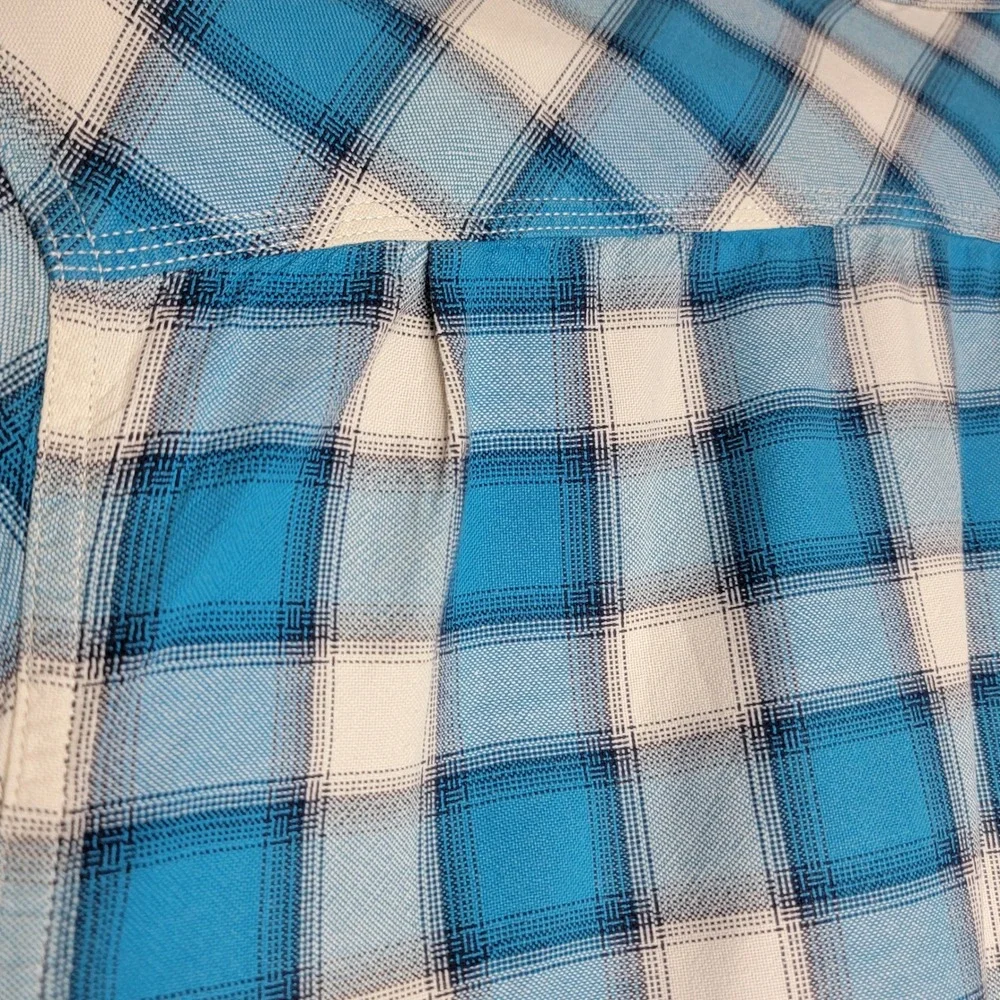 The North Face‎ Mens Blue White Plaid Short Sleeve Cotton Button Down Shirt L